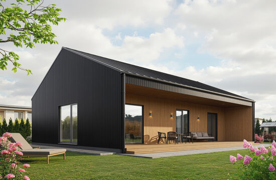 Modern Barn Grande Terrace – ein modernes und ausdrucksstarkes Zuhause im BARN-Stil, das Minimalismus, Komfort und architektonische Eleganz vereint